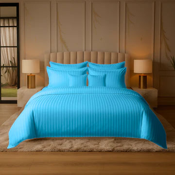 MINT SATIN STRIPE DUVET COVERS SET 8 PCS - 108