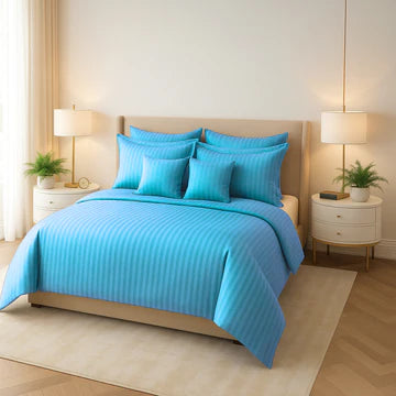 MINT SATIN STRIPE DUVET COVERS SET 8 PCS - 108
