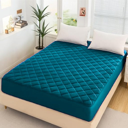 Quilted 100% Waterproof Mattress Cover For Double bed Fitted Mattress Protector Anti Sleep Bed Sheet  - Zink