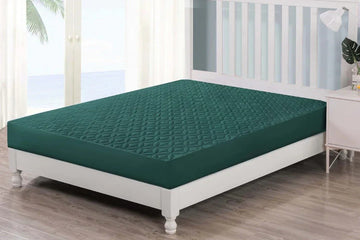 Quilted 100% Waterproof Mattress Cover For Double bed Fitted Mattress Protector Anti Sleep Bed Sheet  - Green