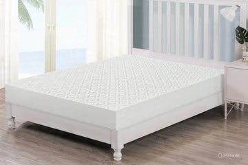Quilted 100% Waterproof Mattress Cover For Double bed Fitted Mattress Protector Anti Sleep Bed Sheet  - White