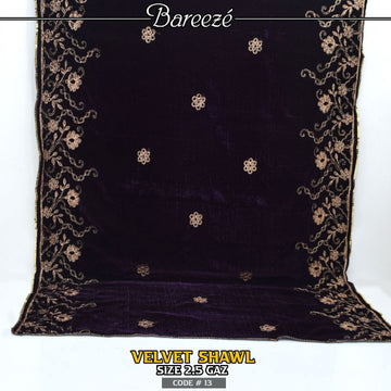 Embroidered Velvet Shwal-S-09