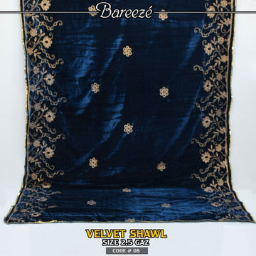 Embroidered Velvet Shwal-S-08
