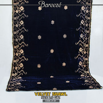 Embroidered Velvet Shwal-S-07