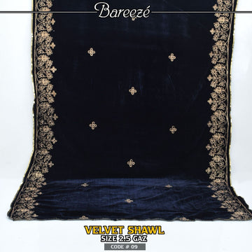 Embroidered Velvet Shwal-S-05