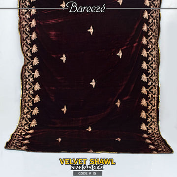 Embroidered Velvet Shwal-S-04