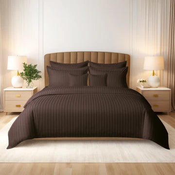 CHOCO SATIN STRIPE DUVET COVERS SET 8 PCS - 105